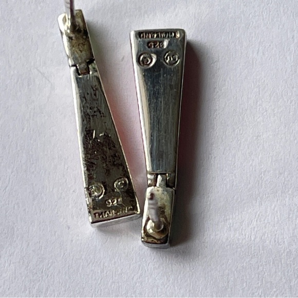 Vintage Thailand shell and Jade earrings sterling silver - Picture 5 of 5